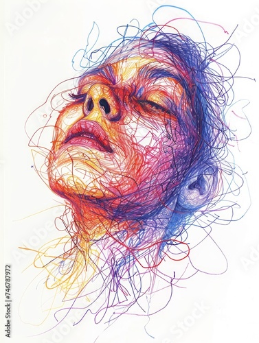 Illustration of Narcolepsy Depicted in Vibrant Scribbled Lines Generative AI