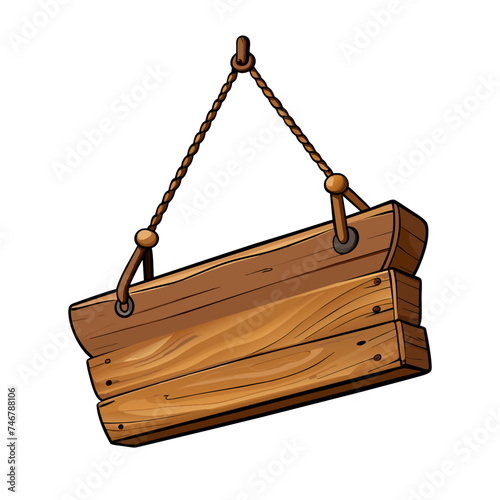 Wooden sign with rope hanging on a nail