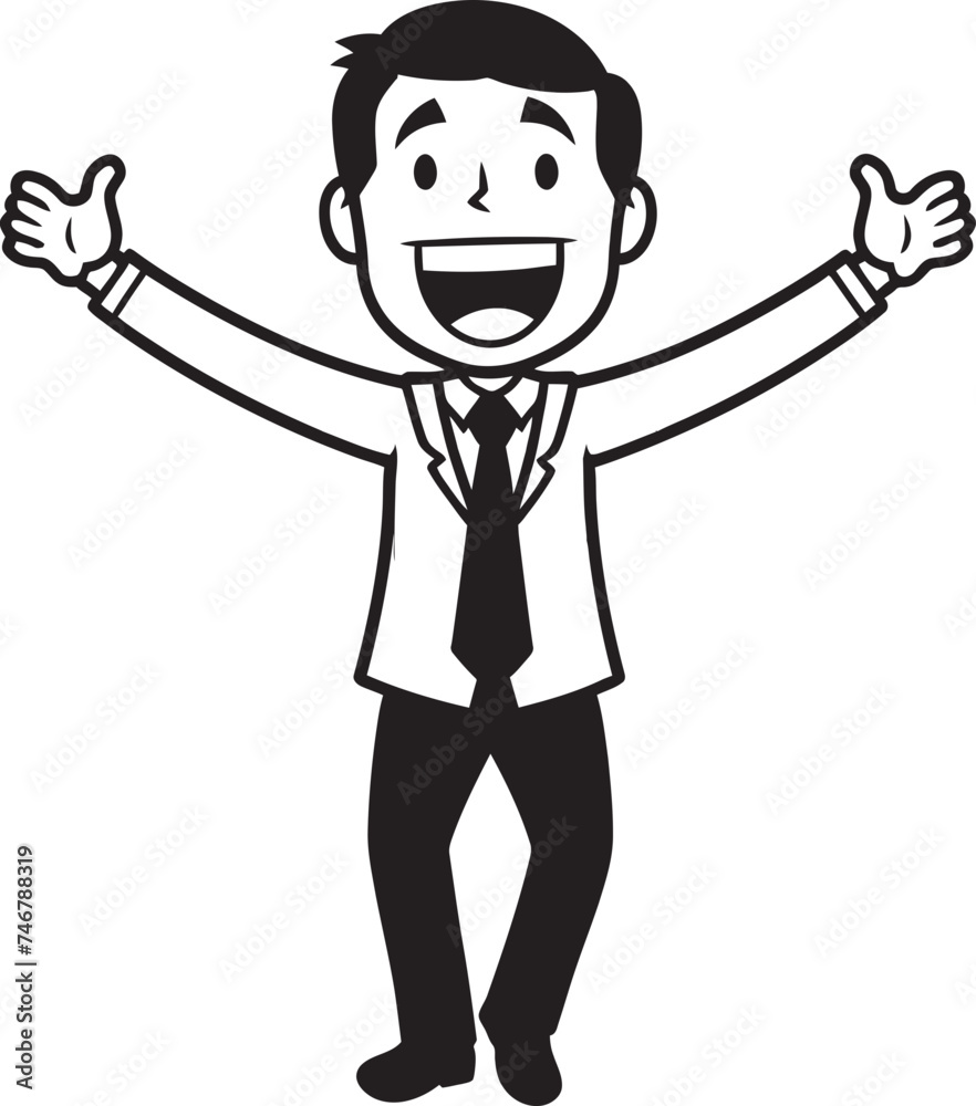 Ecstatic CEO Crest Vector Black Logo Design of a Joyful Stick Figure Smiling Business Director Badge Caricature Stick Figure in Black Vector Ecstatic CEO Crest Vector Black Logo Design of a Joyful Stick Figure Smiling Business Director Badge Caricature Stick Figure in Black Vector