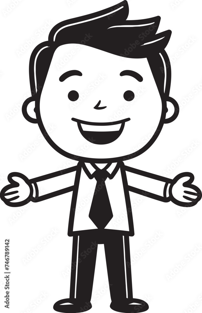 Joyous Office Icon Vector Graphic of Smiling Businessman in Black Energetic Chairman Black Logo Design with Caricature Stick Figure Joyous Office Icon Vector Graphic of Smiling Businessman in Black Energetic Chairman Black Logo Design with Caricature Stick Figure