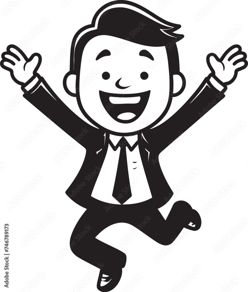 Smiling Corporate Founder Black Logo Featuring Happy Businessman Happy Office Symbol Vector Graphic of Joyful Businessman in Black Smiling Corporate Founder Black Logo Featuring Happy Businessman Happy Office Symbol Vector Graphic of Joyful Businessman in Black