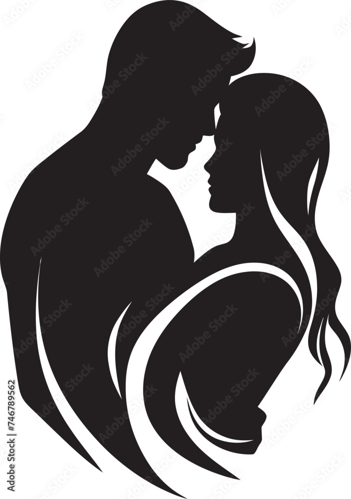 Soulful Connection Black Logo Design of Couple in Embrace Loving Grasp Vector Graphic of Man and Woman in Black