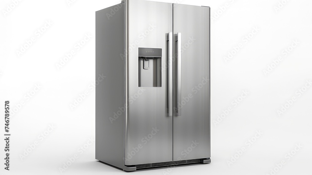 Grey fridge isolated in white studio background Grey fridge isolated in white studio background
