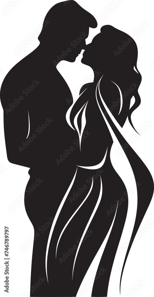 Warm Grasp Black Logo Design of Couple in Embrace Enchanted Embrace Vector Graphic of Man and Woman in Black