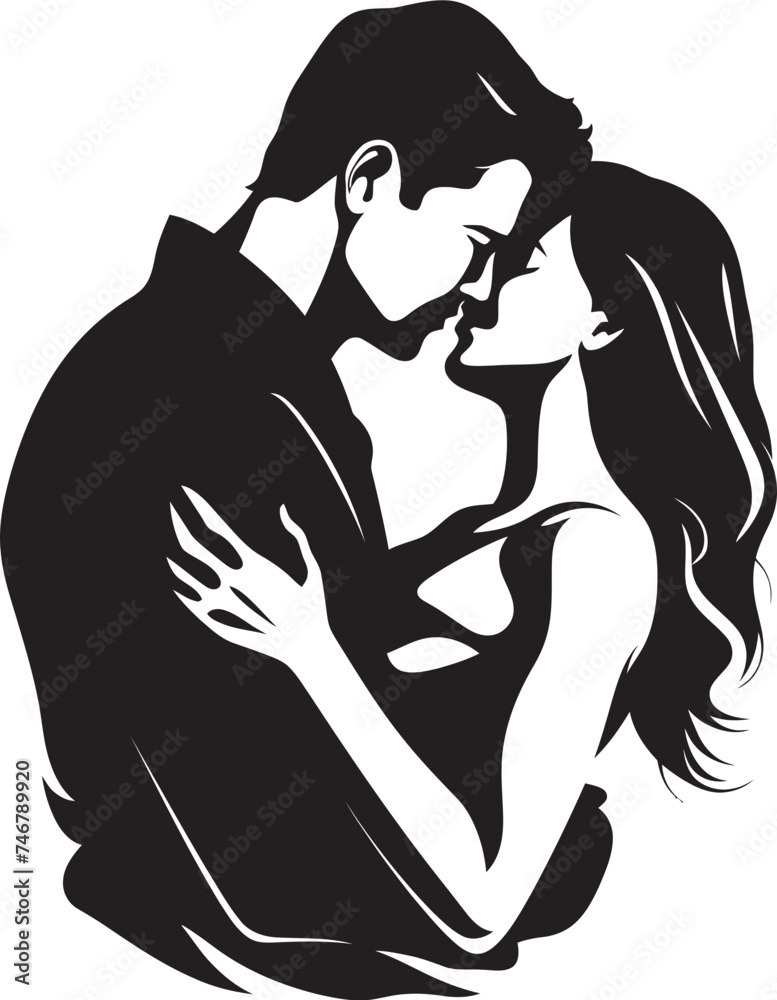 Romantic Connection Vector Graphic of Man and Woman in Black Loving Embrace Black Logo Design of Couple Embracing Romantic Connection Vector Graphic of Man and Woman in Black Loving Embrace Black Logo Design of Couple Embracing