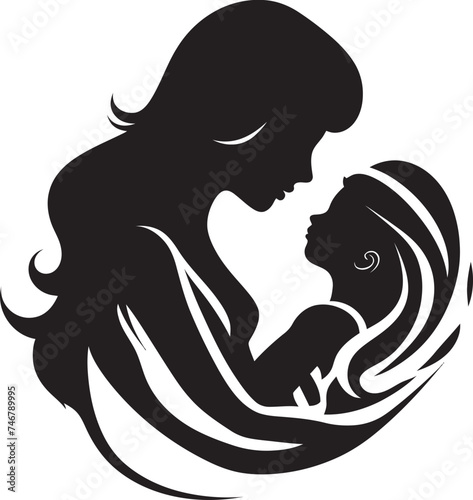 Protective Guardian Black Logo Design of Mother and Child Eternal Connection Vector Black Emblem of Maternal Bond