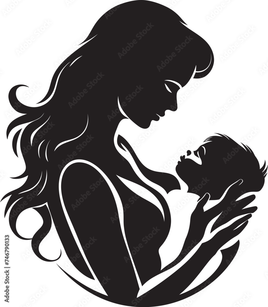 Tender Guardian Black Logo Design of Mother and Child Unconditional Support Vector Black Emblem of Motherhood Tender Guardian Black Logo Design of Mother and Child Unconditional Support Vector Black Emblem of Motherhood