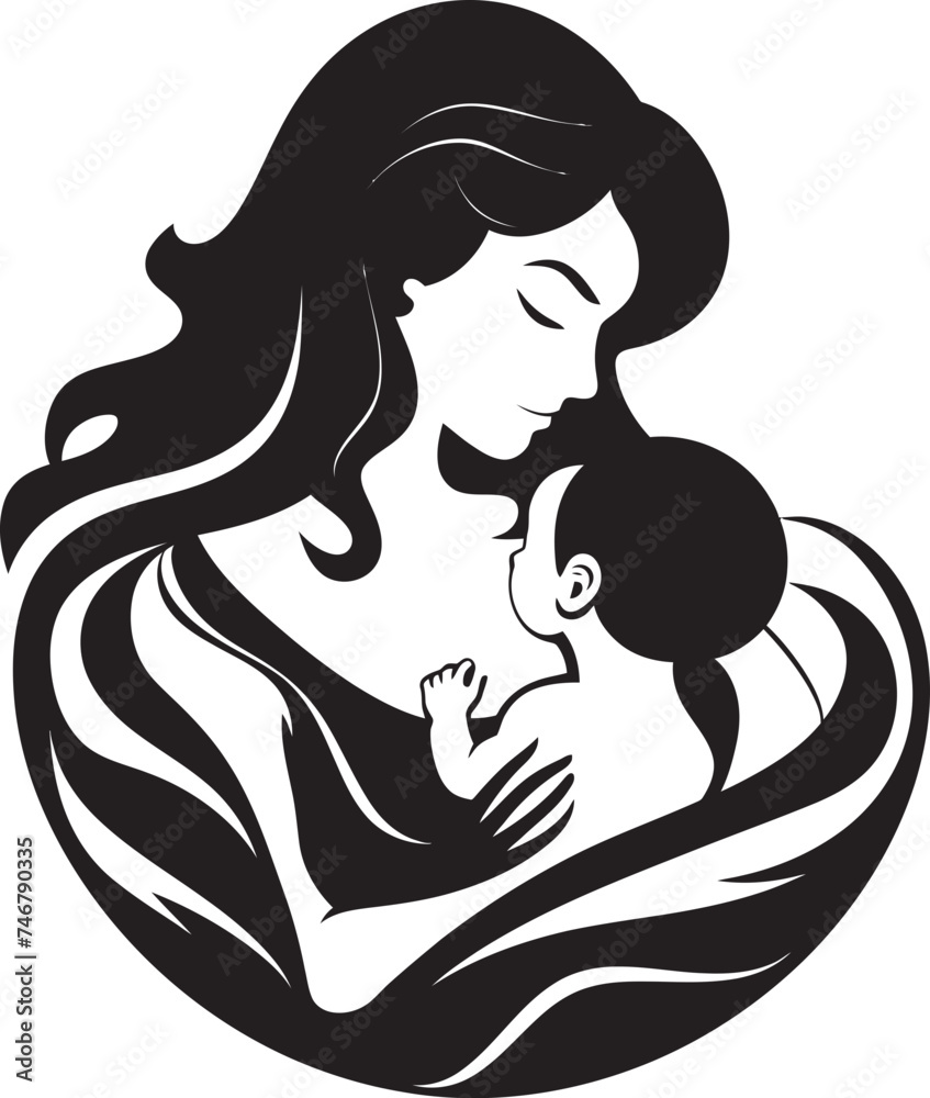 Bond of Devotion Vector Black Emblem of Motherhood Eternal Affection Iconic Black Logo Design of Mother and Child Bond of Devotion Vector Black Emblem of Motherhood Eternal Affection Iconic Black Logo Design of Mother and Child