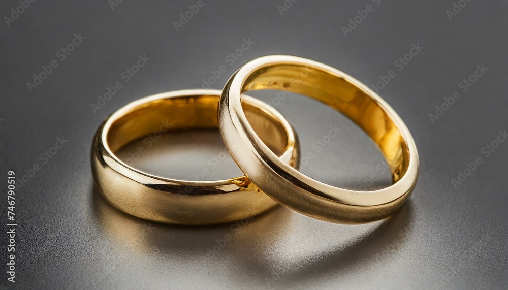 Two wedding golden rings close-up Two wedding golden rings close-up