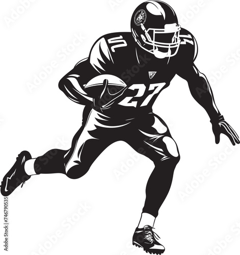 End Zone Enforcer Iconic Black Emblem of NFL Touchdown Specialist Field Marshal Vector Black Logo Design of NFL Field General