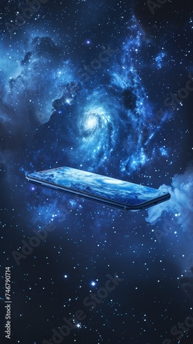 Smartphone Floating in Space