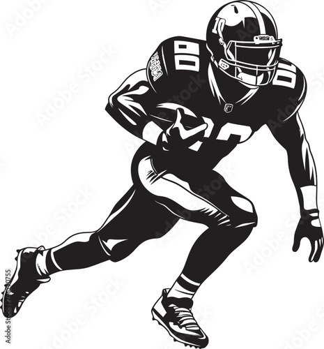 Eternal Comfort Vector Graphic of Dominant NFL Player in Black Guiding Presence Iconic Black Logo Design of NFL Star