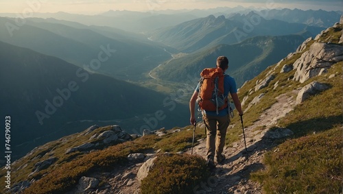 Hiker reach the mountain top