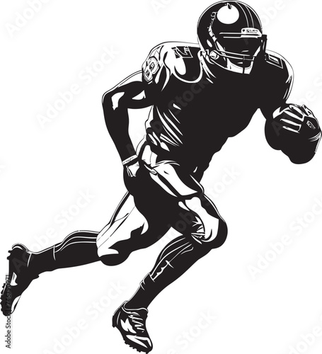 Eternal Comfort Black Emblem of Dominant NFL Player Guiding Presence Vector Graphic of NFL Star in Black