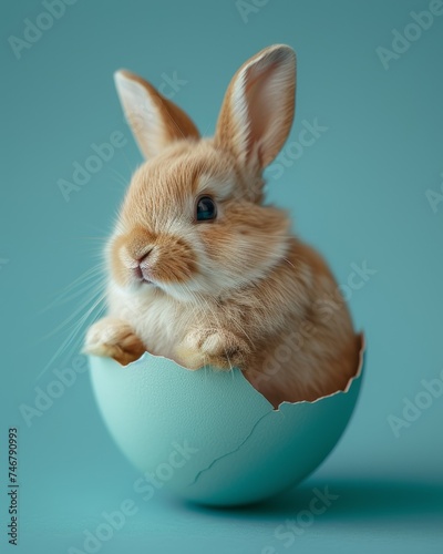 Bunny in Egg Shell Blue Backdrop