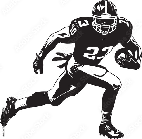 End Zone Enforcer Vector Graphic of NFL Scoring Sensation Touchdown Titan Iconic Black Logo Design of Football Star