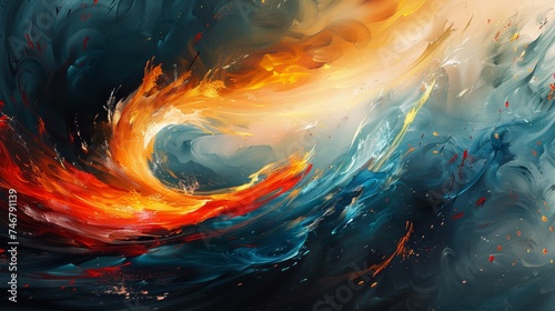 An abstract digital artwork showcasing vibrant brush strokes and dynamic energy flow.