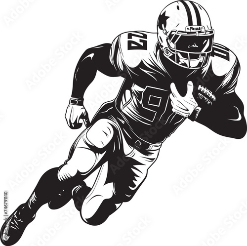 Defensive Dynamo Black Emblem of NFL Defensive Player Red Zone Raider Vector Graphic of NFL Scoring Machine