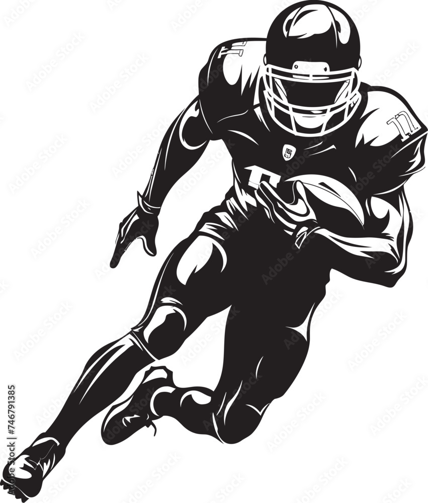 End Zone Emperor Vector Black Logo Design of NFL Touchdown Royalty Pigskin Prince Iconic Black Graphic of NFL Football Star