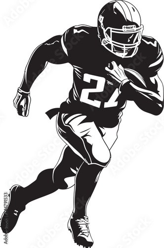 Touchdown Titan Iconic Black Logo Design of NFL Scoring Champion Blitz Beast Vector Graphic of NFL Pass Rusher in Black