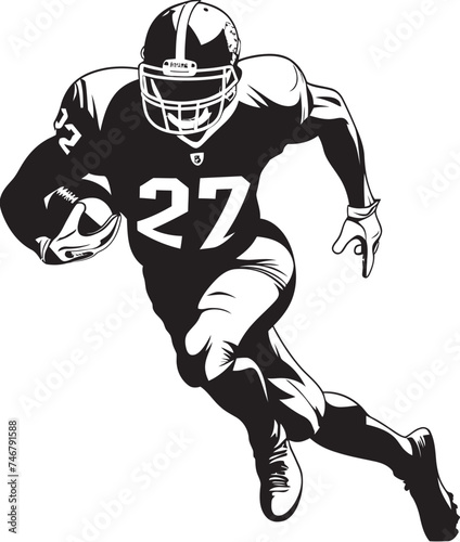 Touchdown Tempest Iconic Black Logo Design of NFL Scoring Storm Blitz Bomber Vector Graphic of NFL Pass Rusher in Black