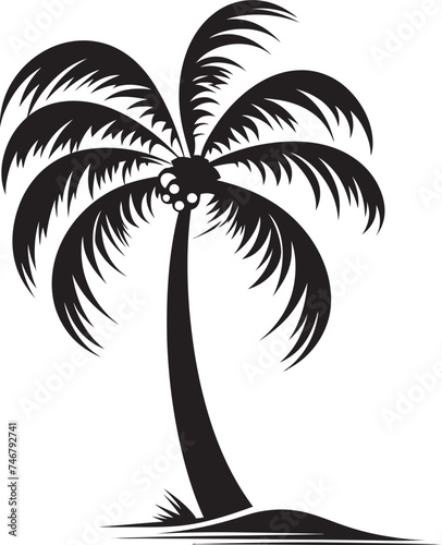 Tropical Tranquility Vector Graphic of Palm Tree and Seashore Coastal Essence Black Logo Design of Beachside Palms