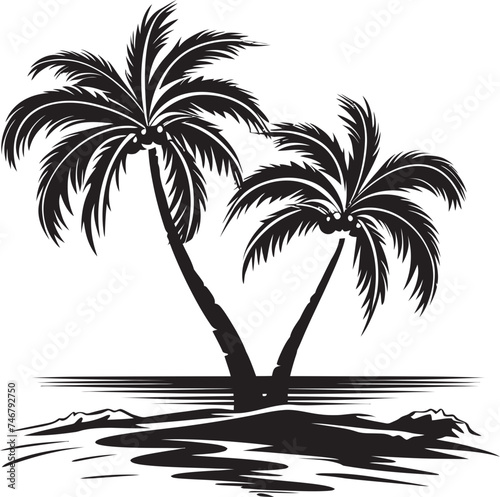 Palm Haven Vector Black Emblem of Beachfront Retreat Beachside Beauty Iconic Black Logo Design of Palm Tree Outline