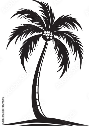 Palm Retreat Vector Black Emblem of Tropical Seaside Beachfront Bliss Iconic Black Logo Design of Palm Tree Silhouette