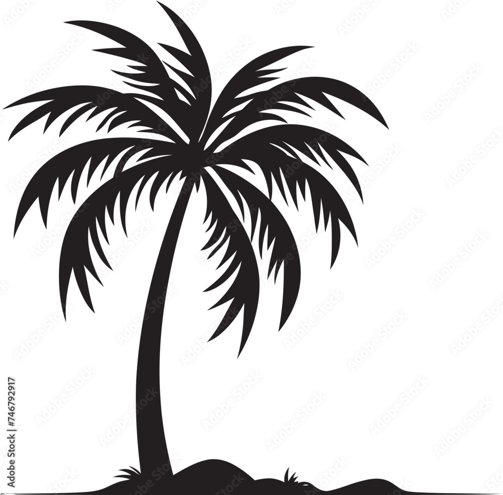 Beachside Breeze Vector Graphic of Coastal Sunset Palm Paradise Black Logo Design of Tropical Seaside Beachside Breeze Vector Graphic of Coastal Sunset Palm Paradise Black Logo Design of Tropical Seaside