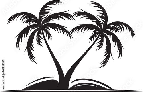 Beachfront Zen Vector Black Emblem of Coastal Breeze Palm Oasis Iconic Black Logo Design of Seaside Symbol