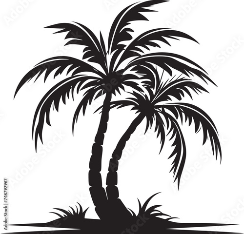 Coastal Calm Vector Graphic of Beachside Palms Palm Paradise Black Logo Design of Tropical Horizon