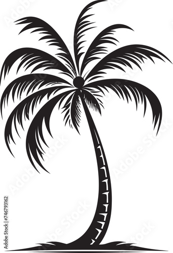 Beachside Serenity Black Icon of Palm and Sandy Shoreline Seashore Solace Vector Black Logo of Palm and Ocean Calm © BABBAN
