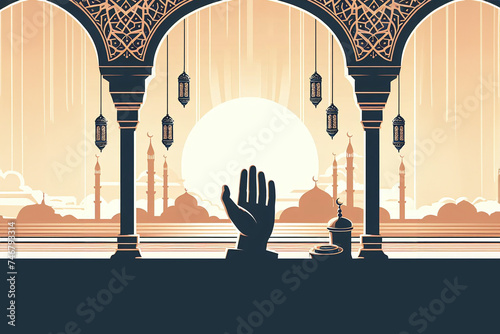 Ramadan kareem concept design, happy ramadan holiday, crescent and candle design, greetings islamic world, celebrating ramadan.