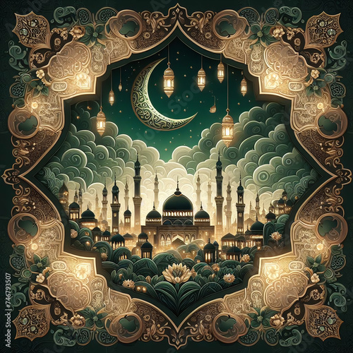 Ramadan kareem concept design, happy ramadan holiday, crescent and candle design, greetings islamic world, celebrating ramadan.