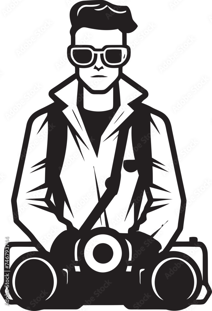 Flash Genius Vector Photographer Line Art Emblem Exposure Enthusiast Black Logo of Photographer Thick Line Art Flash Genius Vector Photographer Line Art Emblem Exposure Enthusiast Black Logo of Photographer Thick Line Art