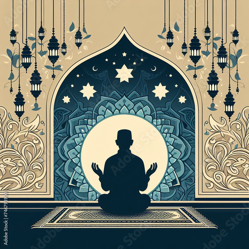 Ramadan kareem concept design, happy ramadan holiday, crescent and candle design, greetings islamic world, celebrating ramadan.