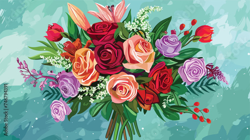 bouquet of flowers decor isolated background illustr