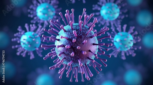 Flu virus. Microbiology, virus spread.  photo