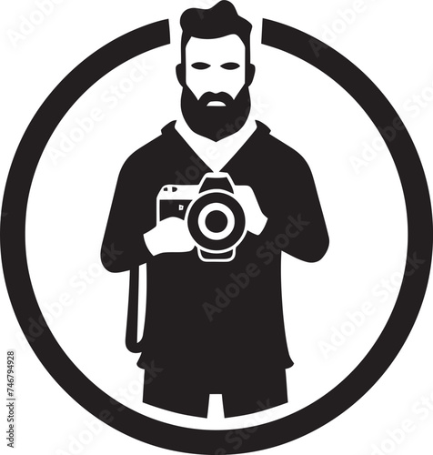 FocusFrame Iconic Black Logo Design for Photographer ShutterSketch Vector Thick Line Art Icon for Photography photo