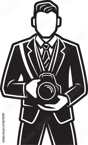 Lens Legend Vector Photographer Line Art Emblem Frame Fashioner Black Logo of Photographer Thick Line Art