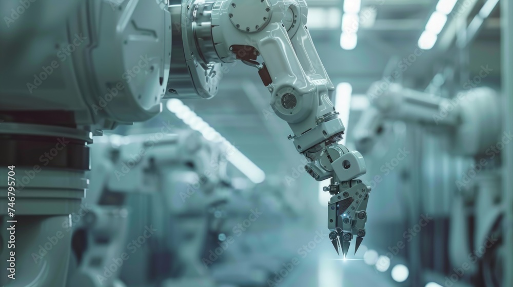 Welding Robotics Engineer Inspecting Automatic Arm Machine in Smart Factory Generative AI