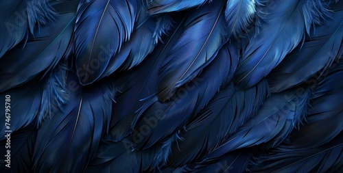Feather Blue Texture Background Generative AI photo