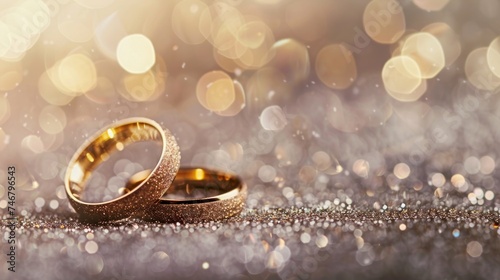 Sparkling Wedding Bands Symbolizing Love and Romance Generative AI