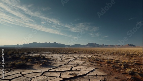 The barren land is cracked and dry, devoid of life and color.