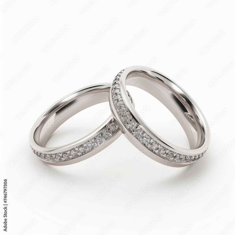 Elegant Wedding Rings on Pure White Background Generative AI Elegant Wedding Rings on Pure White Background Generative AI