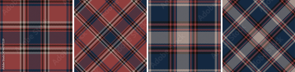 Colored straight and oblique cage herringbone texture tartan background.