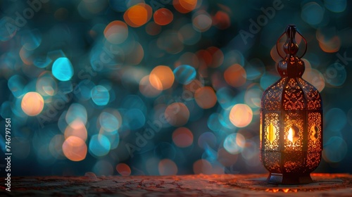 abstract minimalist background with lantern for Ramadan card with copy space