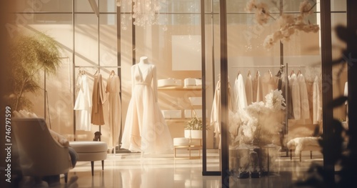 the interior of a fashion boutique is blurry