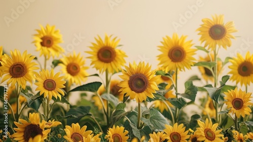 A minimalist background with a border of sunflowers