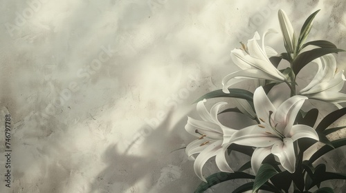 A serene design with a few Easter lilies at the top